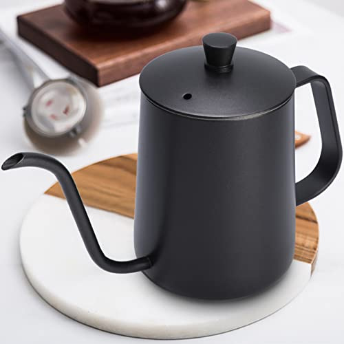 Stainl Steel Gooseneck Tea Kettle Pour Over Coffee N Spout D Pot It for Home or Office Use It's Also and Easy Carry (350ml Teflon Black)