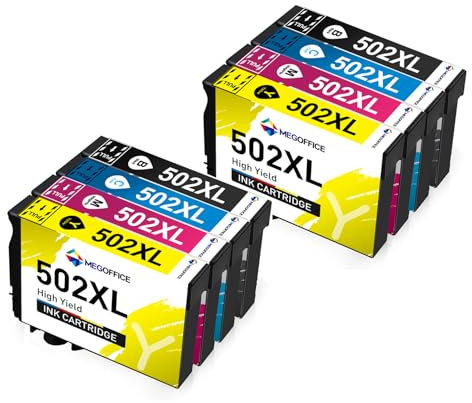 MEGOFFICE 502XL Tintenpatronen Kompatibel für Epson 502 XL Druckerpatrone für Expression Home XP-5100 XP-5105 XP-5150 Workforce WF-2860DWF WF-2865DWF WF-2880DWF Drucker(8 Pack)