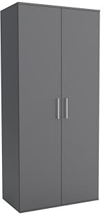 Brent - Kleiderschrank Klein Harrow 2, Mehrzweckschrank 80 cm Breit, Kleiderschränke 180 cm Hoch, Schlafzimmerschrank, Allzweckschrank, Garderobenschrank, Kleiderschrank - Grau