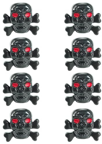 ZAHD 8 PCS Auto staubdicht Reifenschaft Schädelform Reifen mit Totenkopf Muster Ventilkappen Schädel Autozubehör Universal Totenkopf Auto ventilkappen radventilkappen für Auto Motorrad (Schwarz)