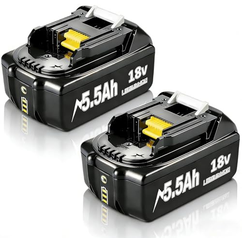 2X 5500mAh 18V Akku für Makita, Powtree Ersatzakku für Makita 18V BL1860B | Kompatibel mit BL1860 BL1850 BL1850B BL1840 BL1840B BL1830 BL1830B BL1815 LXT Akku-Elektrowerkzeuge mit LED-Anzeige