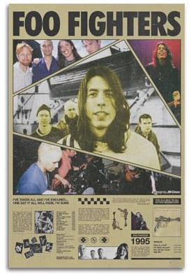 WQMP Dave Grohl Foo Fighters Wandkunst, Leinwand, ästhetisches Poster, Vintage-Musik und Filme, dekoratives Gemälde für Wohnzimmer, Schlafzimmer, 20 x 30 cm, ungerahmter Stil