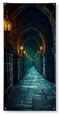 Mittelalterliche Schloss-Türabdeckung, Banner, dekorativ, verzauberter Steinweg, Design für Halloween, Festival, Innen- und Außenbereich, 91,4 x 183,9 cm