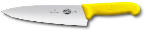 Victorinox Fibrox Kochmesser, Breites Universalmesser für Fleisch, Fisch, Gemüse und Kräuter, 20 cm, Gerade Klinge, Scharf, HACCP Farbgriff, Gelb