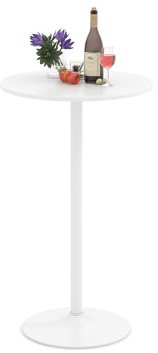 COSTWAY Stehtisch Ø 60 cm, 2 in 1 Bartisch & Esstisch höhenverstellbar 56/101,5 cm, Bistrotisch rund, Bartisch, Partytisch für Balkon, Club, Pub, Zuhause (Weiß,1)