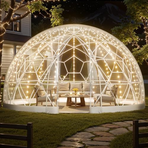 Tente à Bulle Dôme Serre de Jardin Igloo dôme en PVC, Extérieur Géodésique Résistante aux Intempéries avec Couverture en PVC, Porte et fenêtres,pour Patios