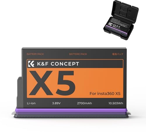 K&F CONCEPT 2700mAh Ersatz Akku Sportkamera Ersatzakku Battery | kompatibel mit Insta360x5, kompatibel mit Insta 360x5, Sportkamera Zubehör JHX5