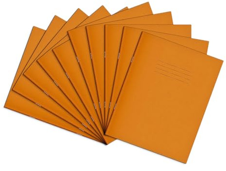 Rhino A5+ Exercise Books, 5mm Squared, 80-Page / 100-Pack, Orange, 9 x 7in | Notebooks with Small-Squared Paper, Ideal for Maths Lessons - Perfect for Calculations, Plotting Charts & Technical Drawing