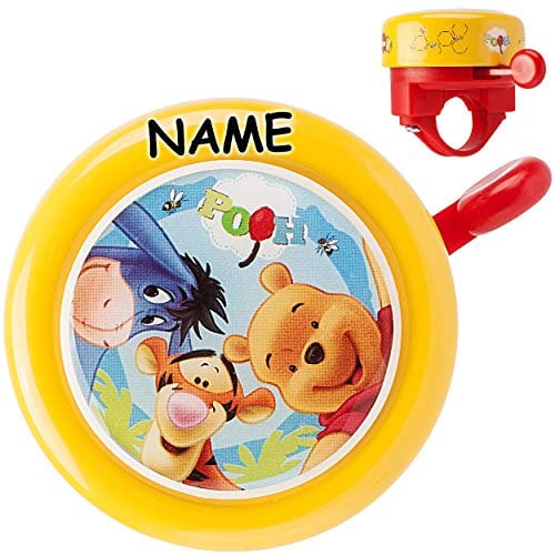 alles-meine.de GmbH Fahrradklingel - Winnie The Pooh - incl. Namen - Klingel für das Fahrrad - Kinder Mädchen & Jungen - Lenkerklingel - Puuh Bär Teddy Tigger - universal auch fü..