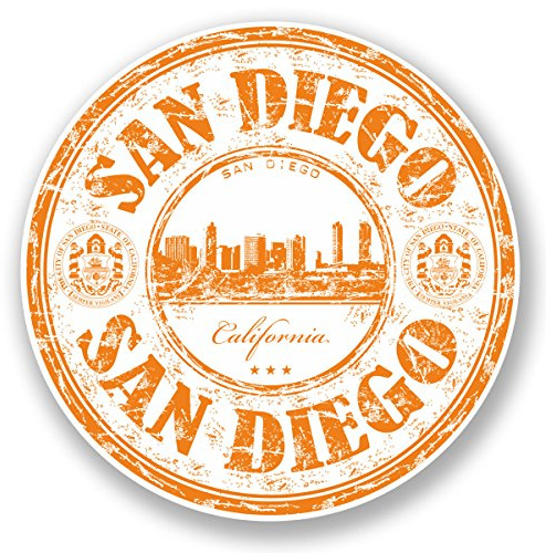 Vinyl-Aufkleber für Fahrrad, Laptop, Reisegepäck, 10 cm, San Diego California USA, 10 x 10 cm, 2 Stück