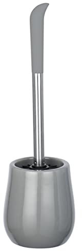 WENKO WC-Garnitur Sydney Grau Glänzend Keramik - WC-Bürstenhalter, Keramik, 12.5 x 39.5 x 12.5 cm, Grau, 39.5 x 12.5 x 12.5 cm