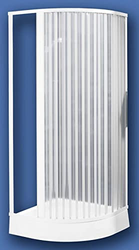 Negrari Hobby Box Cabina Doccia Riducibile 90x90 L90 P90 H184 cm Angolare Angolo Simmetrico Semicircolare Curvo Tondo Bianco Profili PVC Anta Scorrevole Reversibile Soffietto Tagliabile Accorciabile