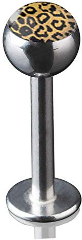 viva-adorno 1,2 x 8mm Lippen Piercing Stecker Labretstecker 316L Chirurgenstahl 20 verschiedene Motive Picture Logo Z379, S14 Leo