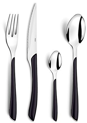 Amefa ECLAT Besteck Set | Schwarz | Essbesteck 16-teilig | für 4 Personen | Edelstahl rostfrei | hochwertige Kunststoff-Griffschalen | spülmaschinenfest | Besteck Set 4 Personen | Campingbesteck