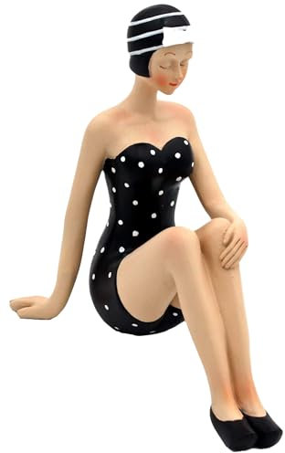 Pommerntraum ® | Maritime Dekofigur Sammlerfigur Badefigur im Retro-Stil der 20 Jahre Frauenfigur Badelady Badenixe Strandnixe Vintage Nostalgie Retro