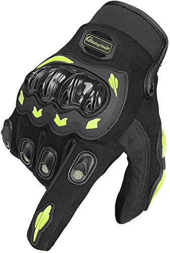 ARTOP Motorradhandschuhe für den Sommer, Herren, Damen, Kinder, Motocross, Touchscreen, stoßfest, für Scooter, atmungsaktiv (Grün, L)