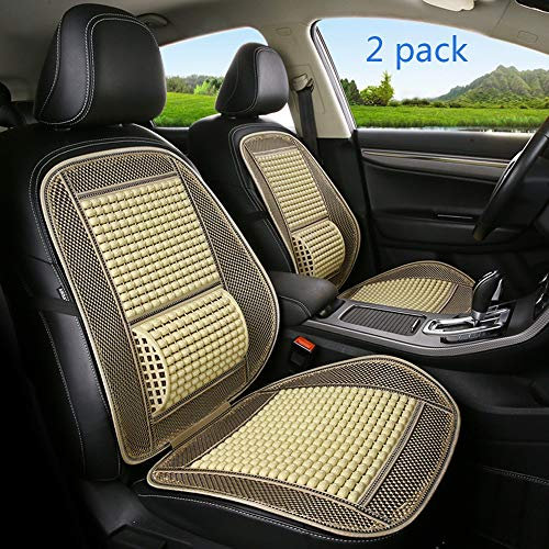 Autositzbezüge Kissen Sommer, Auto Sitzbezug Kissen Massagekissen Atmungsaktiv Gemütlich Universal Vordersitz (2 Stücke),Beige