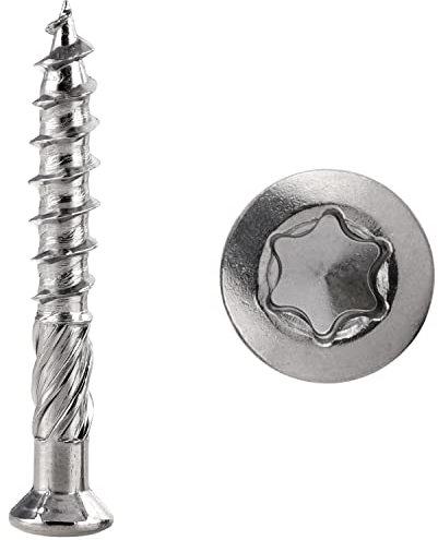 FASTON® Terrassenschrauben 5x40 mit CUT-Spitze TORX TX Edelstahl C1 (50 Stück) Schneidkerbe Terrassenbau Terassenbauschrauben Innensechsrund