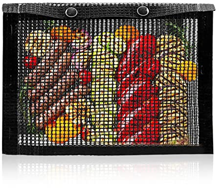HERCHR Sacs de Cuisson en Maille pour Barbecue, Sac à Grillades en Plein Air Résistant à la Chaleur pour Grill, Barbecue d’extérieur, 22,5 x 17,5cm