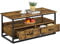 Yaheetech Couchtisch Kaffeetisch mit offenen Ablagen Wohnzimmertisch aus Holz und Metall Sofatisch mit viel Stauraum Beistelltisch für Wohnzimmer/Büro, Industrie-Design, 100 × 48 × 46 cm
