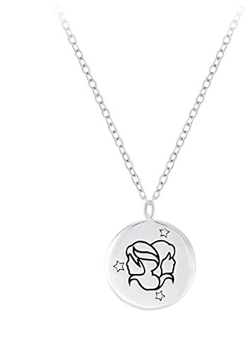 Laimons Mädchen Kinder-Halskette Anhänger Sternzeichen oxidiert 8mm mit Kette 45cm Stärke 1mm Sterling Silber 925 (Zwillinge)