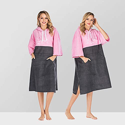 Mobile Umkleide, Handtuch-Poncho Für Erwachsene, Surf-Poncho Mit Quick-Dry Funktion Ultraleicht Und Schnelltrocknend, Ideal Auf Reisen Zum Surfen, Camping, Peach Powder + Gray