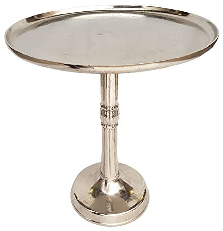 kreatives Wohnen Beistelltisch Metall rund ø 44x52 cm Dekotisch Adlon Silber oder Gold mit Design Mittelfuß Aluminium, Extra breit