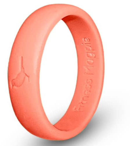 Comfortable Womens Silicone Ring, Modern Wedding Rings for Women, Hypoallergenic, Breathable, Non-Toxic, Flexible & Safe for Your Fingers, Outdoor Activities, Sports, Extreme Adventures. Coral. (6)