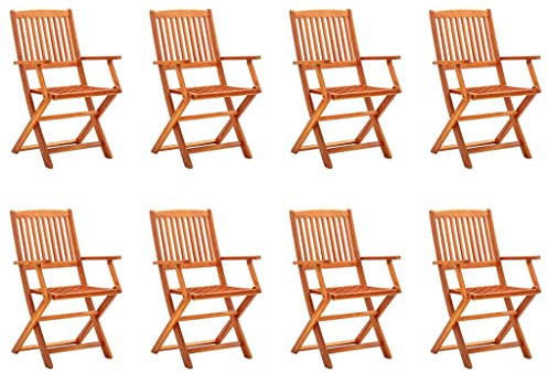 vidaXL 8X Eukalyptusholz Massiv Gartenstuhl Klappbar Holzstuhl Stuhl Stühle Gartenmöbel Terrassenstuhl Balkonstuhl Essstuhl Klappstuhl Sessel
