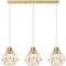 TOKIUS 3-flammig Pendelleuchte 16CM Retro Hängelampe mit Geometrischem Design Lampenschirm E27 Lampe aus Eisen Käfig Gold Hängeleuchte für Esstisch Küche (Pendellampe, Balken)
