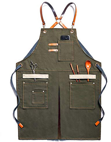 Grembiule Saldatore Professionale in Pelle con Tasche per Utensili. Grembiule Uomo da Lavoro di Cuoio Molto Resistente per Fabbro o Falegname (Color : Green, Size : XL)