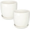 KOTARBAU® 2er Set Keramik Blumentopf Übertopf für Blumen Pflanzen ⌀ 20 cm mit Tropfschale Weiß