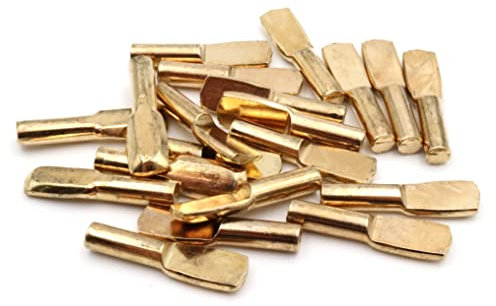 Design61 Regalbodenträger 5 mm Bodenträger für Regalböden Stahl Vermessingt Löffelform 20 Stück