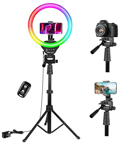 UBeesize Ringlicht 12 Zoll RGB Ringlicht Stativ 170cm mit Fernauslöser 3 Farbe und 35 RGB Modell Dimmbare Selfie Ringlicht für Selfie, Live Stream, Makeup, Tik Tok, YouTube