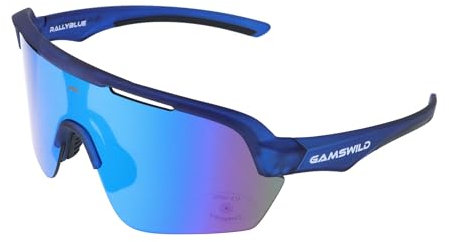 Gamswild WS7138 Sonnenbrille Einscheibenmodell Sportbrille Fahrradbrille Skibrille Damen Herren Unisex | weiß | pink | beere | blau | schwarz | mintgrün, Farbe: Blau