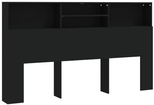 vidaXL Bett Kopfteil mit Ablagen Kopfteil-Regal Wand-Kopfteil Bücherregal-Kopfteil Betthaupt Bettkopfteil Schlafzimmer Schwarz 180x19x103,5cm