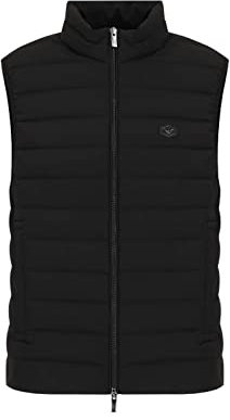 Emporio Armani Schwarze Weste mit Patch auf der Vorderseite mit Logo. Zwei Taschen auf der Vorderseite mit Druckknopfverschluss. Weste mit Reißverschluss an der Vorderseite mit d, Schwarz , 54