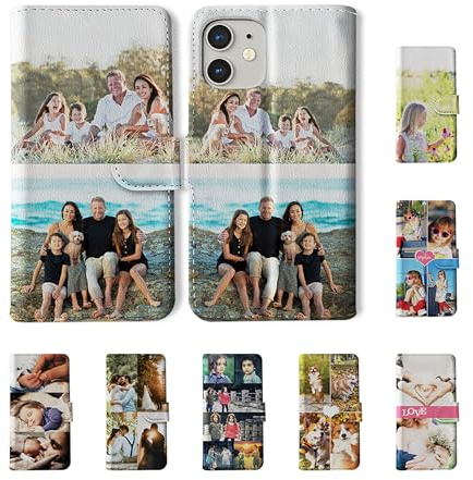Tirita Personalised Custom Photo Wallet Flip Phone Case Compatible with iPhone 6 & 6s - [02- Two Photos Collage Horizontal ]