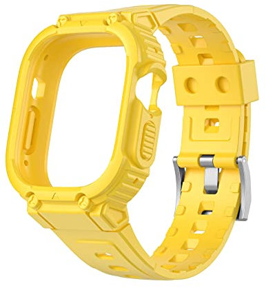 TONECY Para Apple Watch Band Ultra 49 mm Correa Funda Protectora TPU Silicona Pulsera para iWatch Series 8 7SE654 41/45/40/44 mm Banda (Color: Amarillo, Tamaño: Ultra 49 mm)