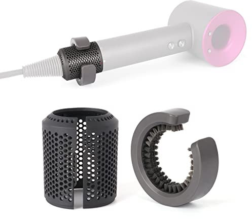 Upgraded Hair Dryer Filter Cover Compatible with Hair Dryer Strainer Filter Dyson Supersonic Replacement for HD01 HD03 HD08 Models with Filter Cleaning Brush Replacement Parts(Gray)