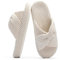 Chantomoo Hausschuhe für Frauen Memory Foam Haus Schlafzimmer Cord Schleife Crossbands Slide Slipper Schuhe Bequem Trendy Geschenk Hausschuhe, Beige, 40/41 EU