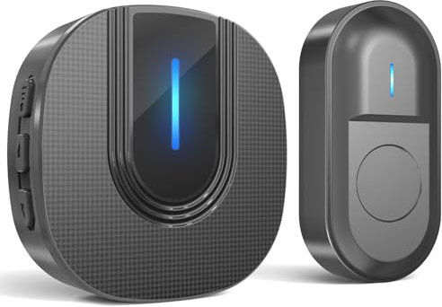 SURFOU Wireless Doorbell, 1,000ft Long Range Door Bells Chime, Waterproof Electric Battery Operated Cordless Doorbell with 55 Chimes 5 Volume Levels, LED Flash, Easy Install at Home