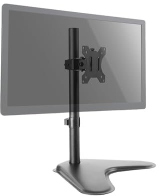 Dihl Single Arm Monitor Desk Stand, Monitor Mount for 13 to 27 Inch Screens, Height Adjustable Arms, Tilts 90°, Swivels 180°, Rotates 360°, VESA 75 or 100mm, Black