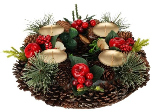 Home & Styling Adventskranz mit Zapfen, Kerzenhalter, Ø 27 cm