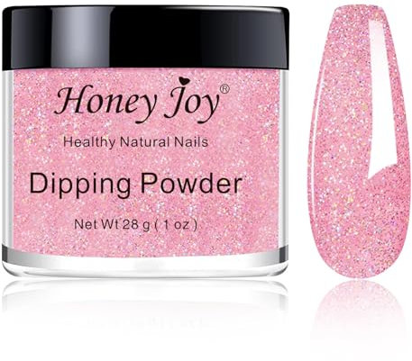 28g/box Glitter Dip Powder Pink Fine Dipping Powder Colors No Need Lamp Cure,Like Gel Polish Effect,Even & Smooth Finishing (Dip-No.129)