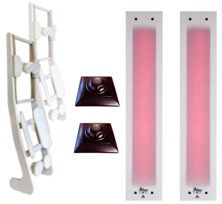 SET frameless InfraROTmed MAX© ICE Tiefenwärmestrahler + Regler icon eco1, Infrarotstrahler für Sauna und Infrarotkabine, Vollspektrumstrahler (2x500W + 2x Regler + 2x Lehne)