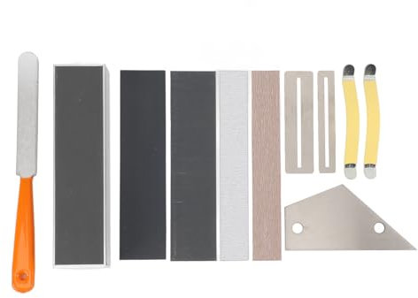 11 Pieces Guitar Fret File, Fretboard Guards Kit with Ruler, Leveling Bar, String Spreaders, Polishing Sandpaper, Guitar Diy Tools Fret File Crowning for Guitar Repair