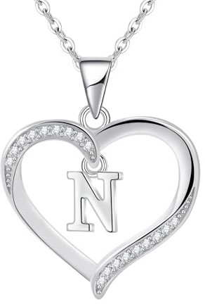 Cosie Lily Geschenke für Frauen Halskette Damen 925er Silber Herz Anhänger mit Buchstabe Sterlingsilber Kette Initialen Kette Silber 925er Ketten Damenschmuck Muttertag Valentinstag