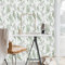 JOLIHOME Papier peint autocollant effet feuilles vertes et grises - Blanc - Imperméable - Film vinyle plastique - Rouleau de papier contact amovible pour cuisine - 44,5 x 1000 cm