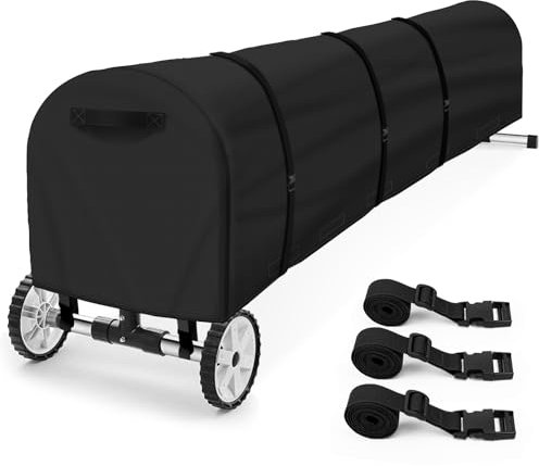 Uthem 16Ft Black Heavy Duty Waterproof Winter Solar Blanket Reel Cover, 420D Oxford, Velcro & Buckle Straps, Fits Up to 16Ft Reel, UV & Weather Resistant